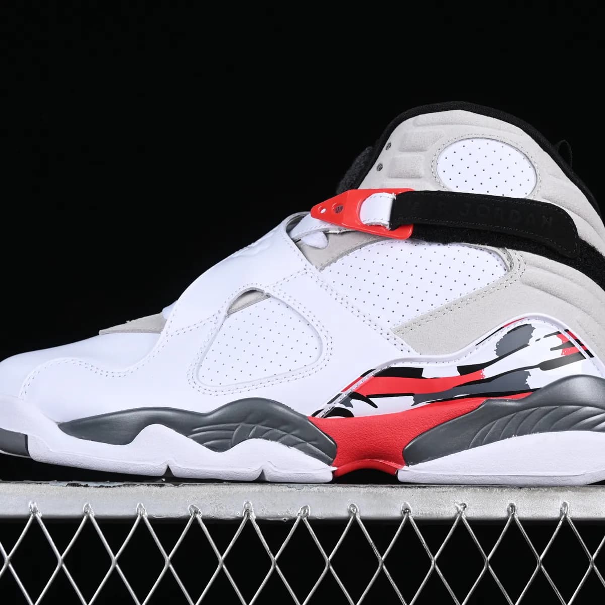 Nike Air Jordan 8 branco e vermelho, branco e vermelho, render